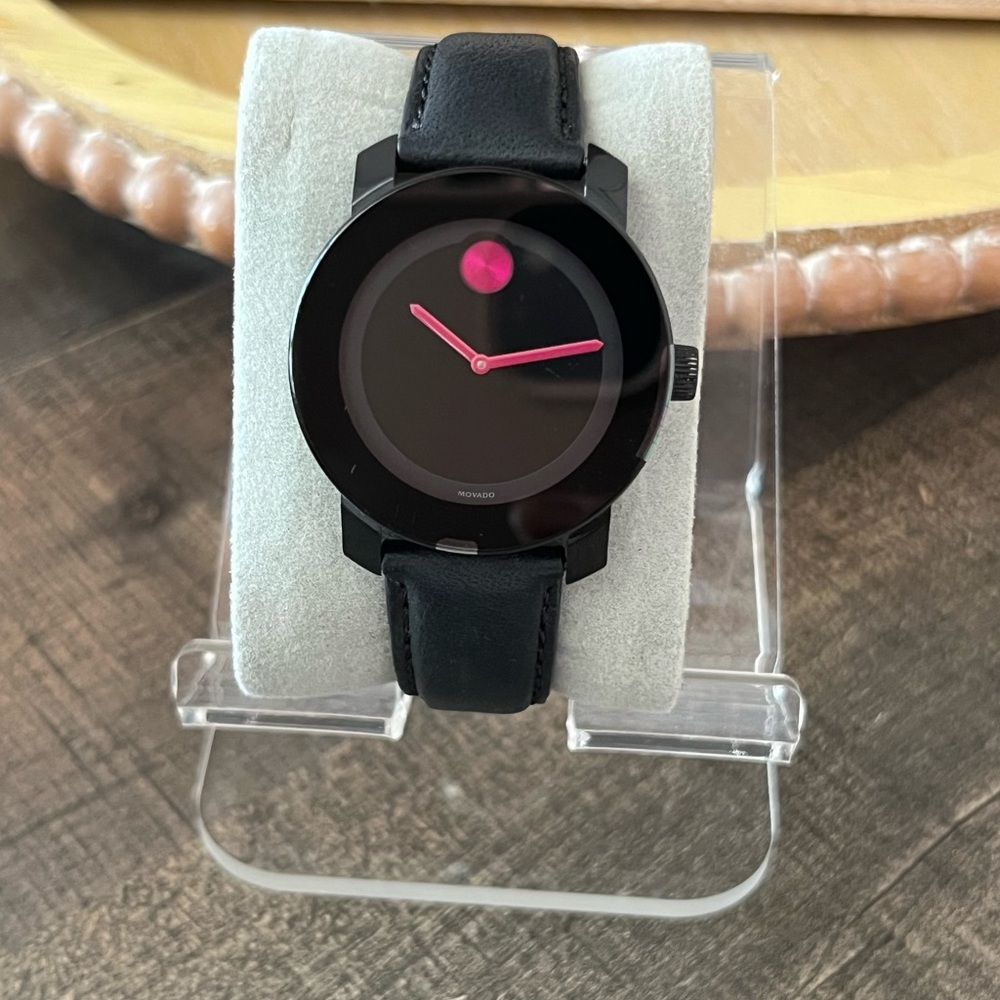 MOVADO Women’s Watch with Black dial and stainless steel quartz.